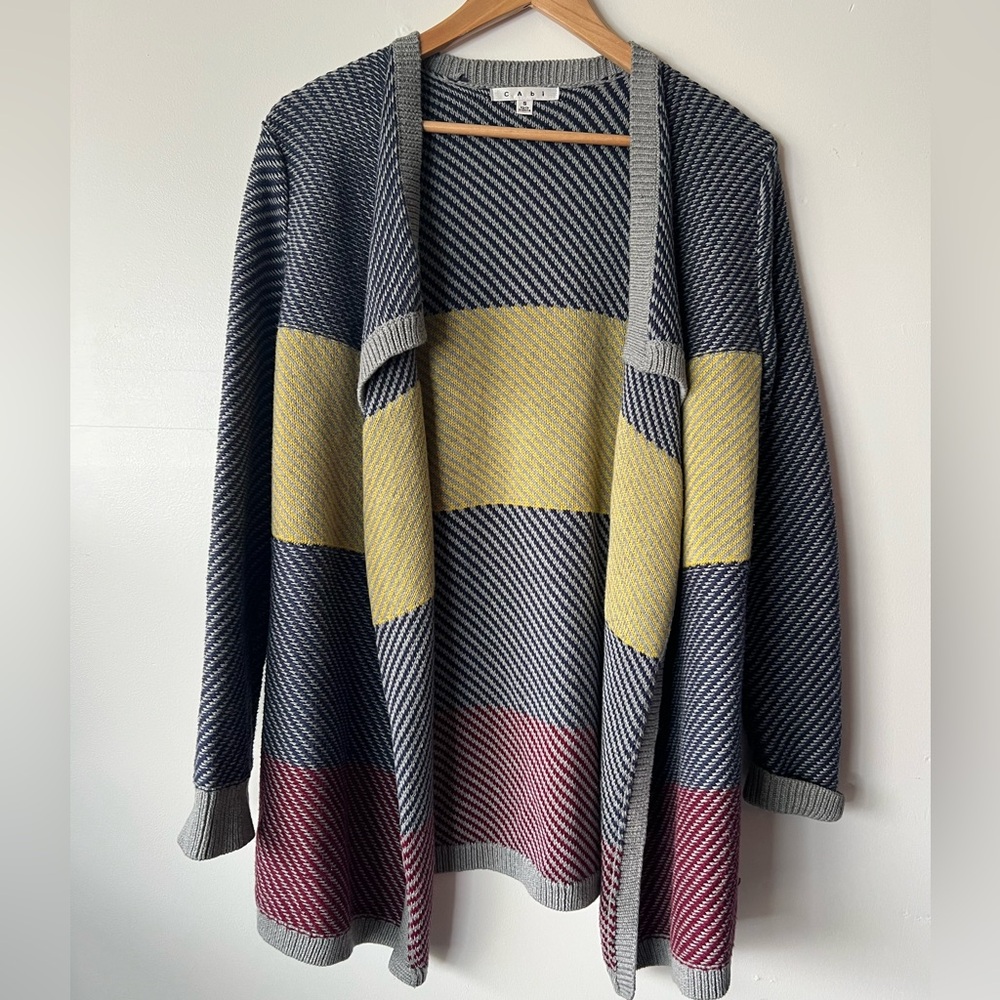 Cabi Knit Stripe Open Cardigan, S